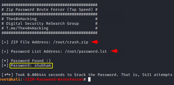 how to crack zip file password using cmd