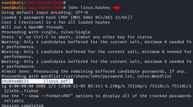 using john the ripper to crack linux passwords